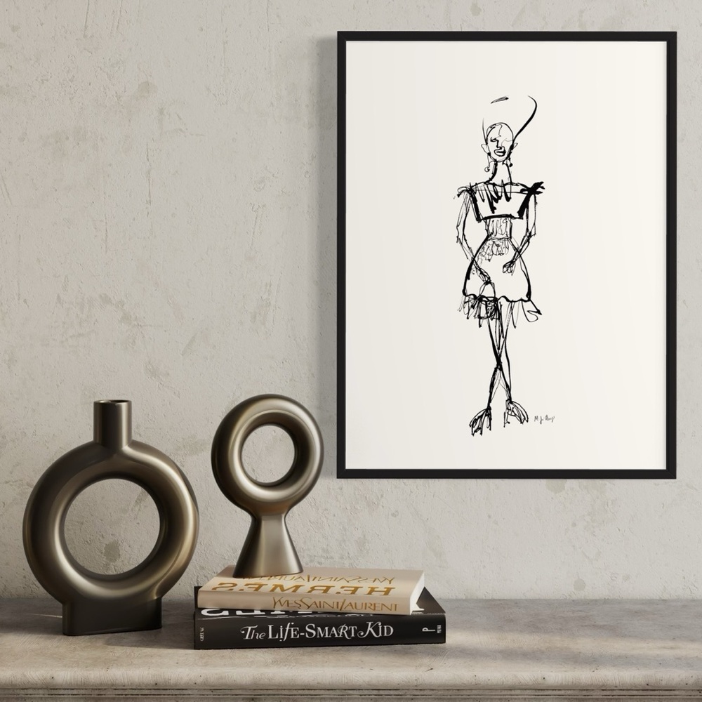 Minimalist Black/White Fashion Line Art - Original Artwork